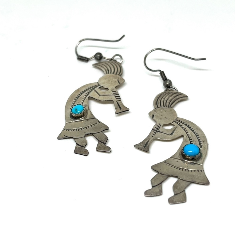 Vintage Kokopelli Turquoise Earrings